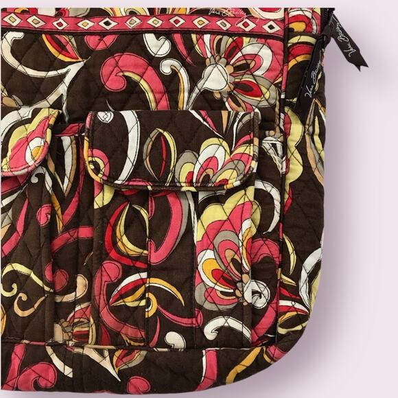 Vera Bradley Quilted Bag Brown and Pink Floral Puccini Design - Picture 3 of 7